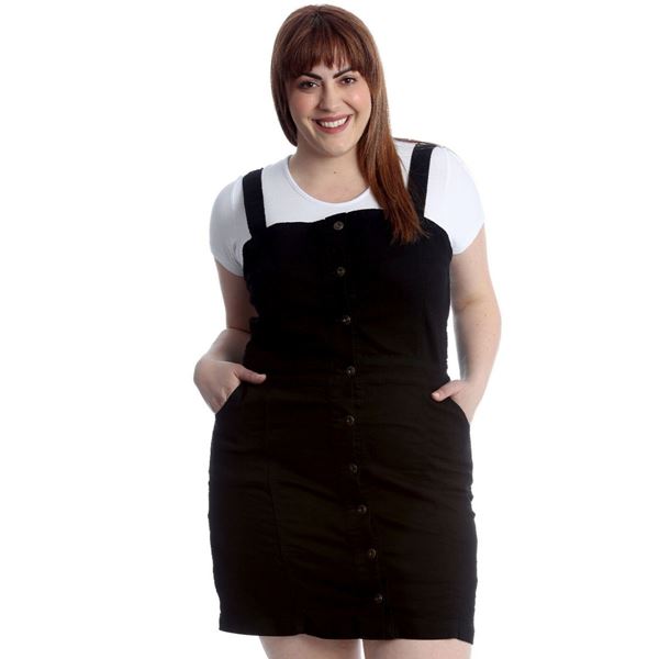 Immagine di JEANS DUNGAREE BLACK DRESS STRETCH WITH BUTTONS